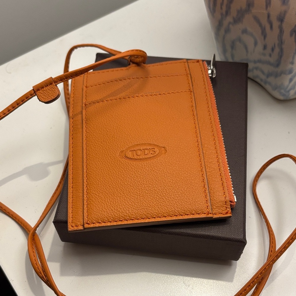 Tod’s Orange Leather Card Holder